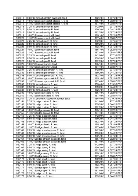 Tarif Zodiac public au 1-12-04 - FC Parts