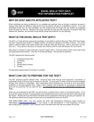 excel skills test (est) - AT&T