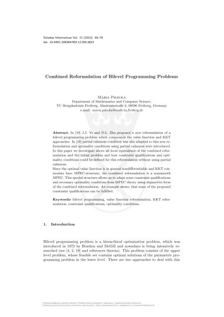 Combined Reformulation of Bilevel Programming Problems