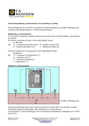 Jordresistansmätning, (jordresistivitet) vid ... - CA Mätsystem AB