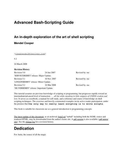 Advanced Bash Scripting Guide