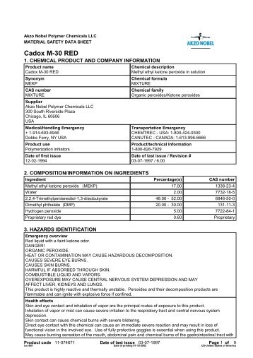 Cadox M-30 RED - msds@NAComposites.com