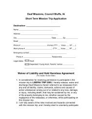 Deaf Missions, Council Bluffs, IA Short Term Mission Trip Application ...