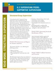 Peer support groups and structured group supervision