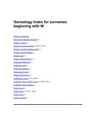 Genealogy Index for surnames beginning with W - auf kreibaum.de