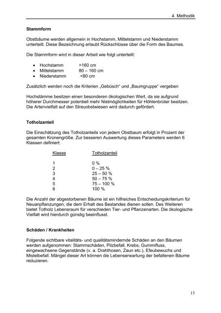 Kartierung der Streuobstbestände am Steinenberg - Hochschule ...