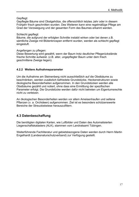 Kartierung der Streuobstbestände am Steinenberg - Hochschule ...