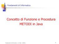Concetto di funzione e procedura. Metodi in Java