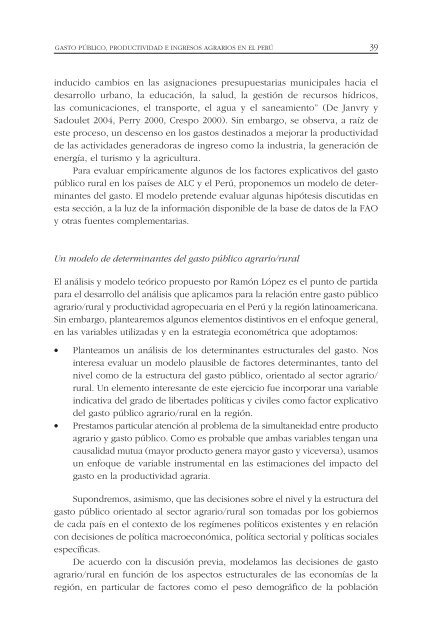 gasto público , productividad e ingresos agrarios en el perú - Grade