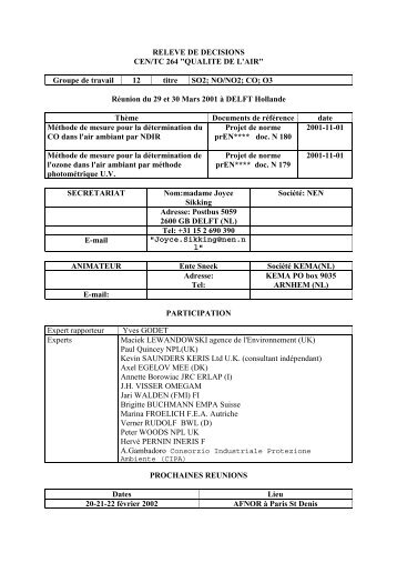 RELEVE DE DECISIONS - LCSQA