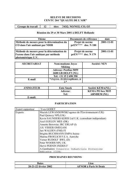 RELEVE DE DECISIONS - LCSQA