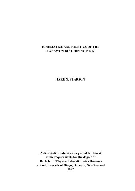 Kinematics and Kinetics of the Taekwon-Do Turning Kick