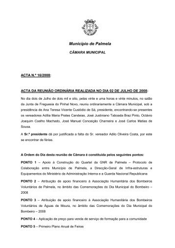 Ata 16/2008 ReuniÃ£o OrdinÃ¡ria, de 2 de Julho - CÃ¢mara Municipal ...