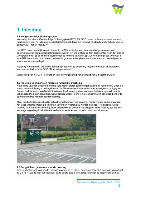Gemeentelijk Rioleringsplan 2011 - 2015 - Gemeente Waalwijk