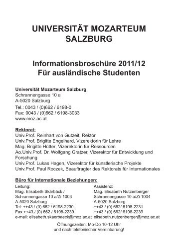 UNIVERSITÄT MOZARTEUM SALZBURG Informationsbroschüre ...