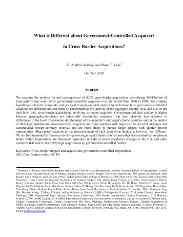 What is Different about Government-Controlled Acquirers in Cross ...