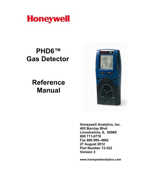 PhD6 Multi-Gas Detector Reference Manual - Honeywell Analytics