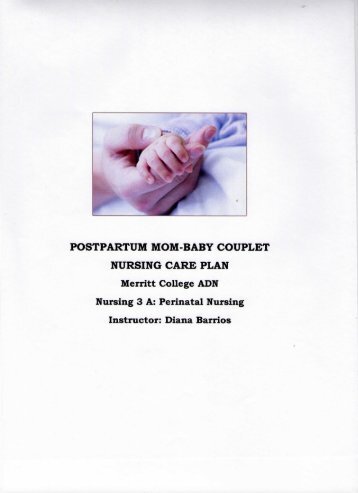 POSTPARTUM MOM-BABY COUPLET NURSING CARE PLAN