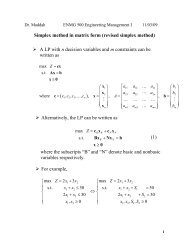 Simplex method in matrix form (revised simplex method) A LP with n ...