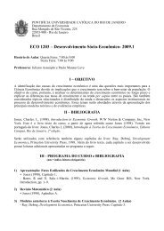 ECO 1203 – Desenvolvimento Sócio-Econômico- 2009.1