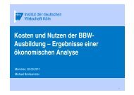 Kosten und Nutzen der BBW- Ausbildung – Ergebnisse ... - VKIB.DE