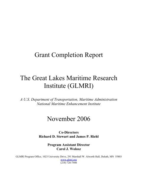 15 MB - Great Lakes Maritime Research Institute