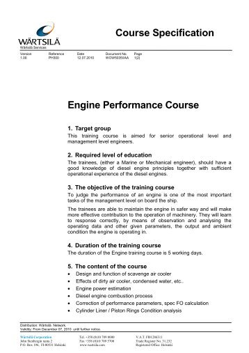Engine Performance Course Course Specification - WÃƒÂ¤rtsilÃƒÂ¤