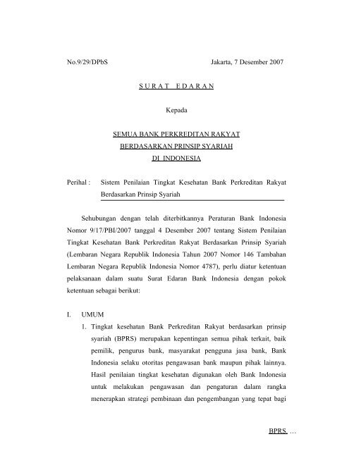 Sistem Penilaian Tingkat Kesehatan Bank Perkreditan Rakyat ...