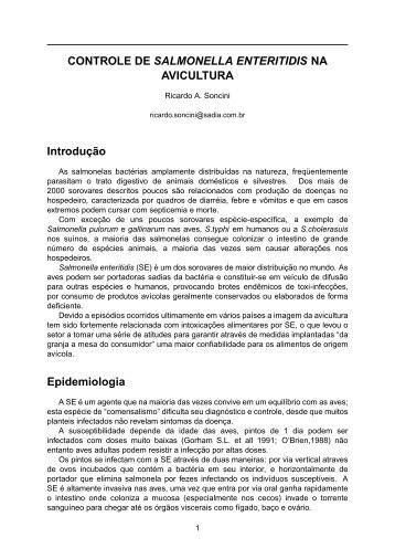 CONTROLE DE SALMONELLA ENTERITIDIS NA AVICULTURA ...