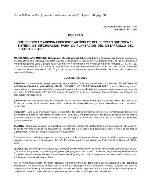 DECRETO QUE REFORMA Y ADICIONA DIVERSOS ARTÃCULOS ...