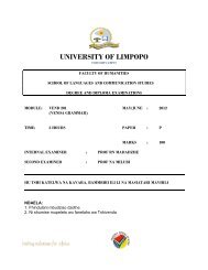 UNIVERSITY OF LIMPOPO