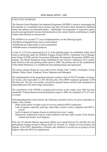 NFPDP Annual Report 2008 - The Forestry Commission of Ghana