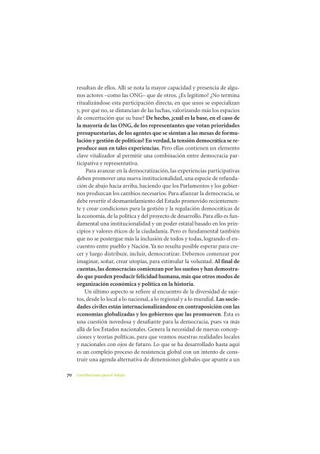 La Democracia en América Latina: Contribuciones para el Debate