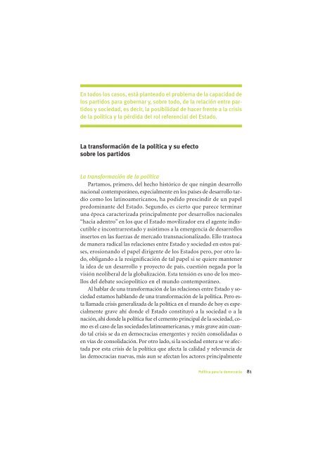 La Democracia en América Latina: Contribuciones para el Debate