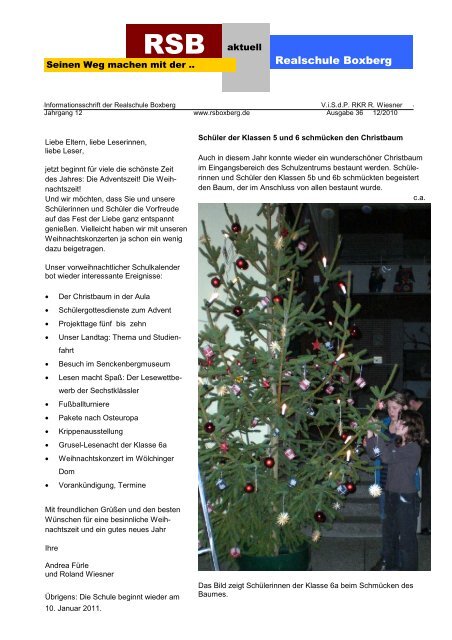 Ausgabe 36 12/2010 - Realschule Boxberg
