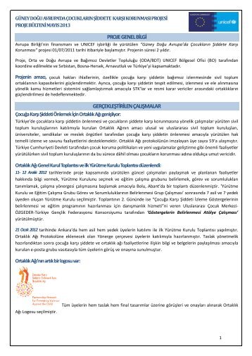 proje genel bilgi gerÃ§ekleÅtirilen Ã§alÄ±Åmalar - UNICEF TÃ¼rkiye