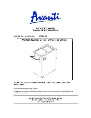 Instruction Manual - Avanti Products