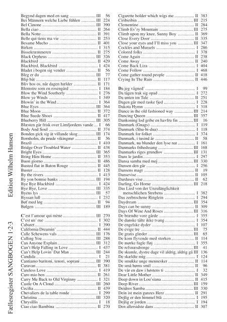 Edition W ilhelm Hansen FÃ¦llesregister SANGBOGEN 1Â·2Â·3