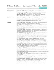 William A. Stein Curriculum Vitae - William Stein - University of ...