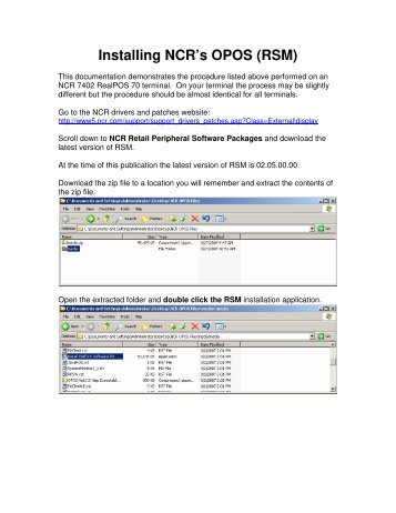 Installing NCR's OPOS (RSM)