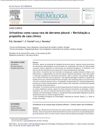 Urinotórax como causa rara de derrame pleural ... - RIHUC