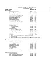 Schedule of Fees - Nebraska Public Service Commission
