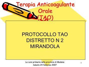Terapia Anticoagulante Orale (TAO) - Comune di Modena