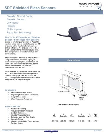 SDT Shielded Piezo Sensors - Measurement Specialties, Inc.