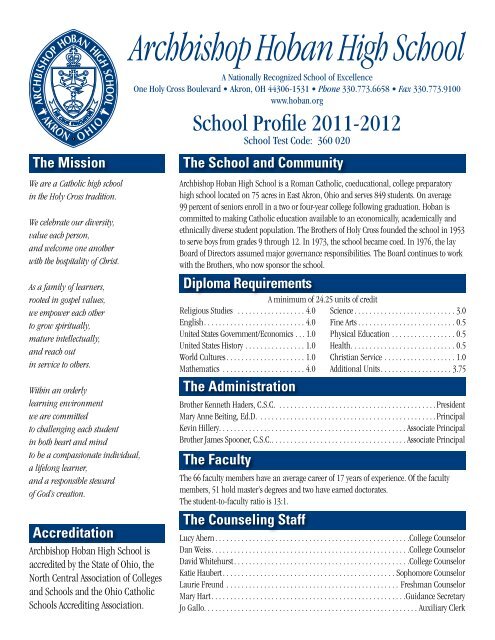 School Profile 2011-2012 - Archbishop Hoban High School