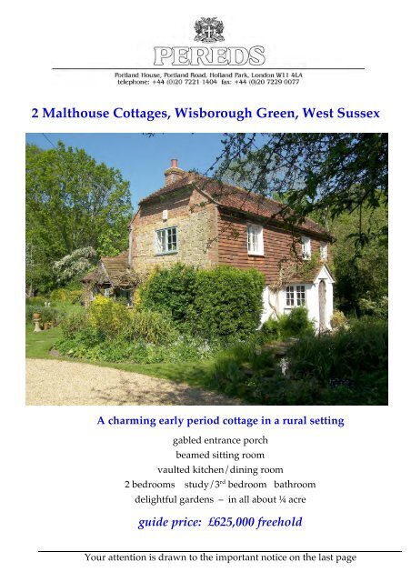 2 Malthouse Cottages, Wisborough Green, West Sussex A ... - Pereds