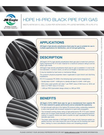 HDPE HI-PRO BLACK PIPE FOR GAS - JM Eagle