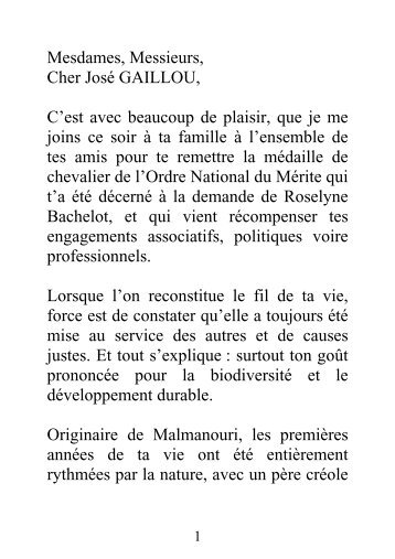 Insigne de l'ordre du Mérite à Mr GAILLOU - Région Guyane