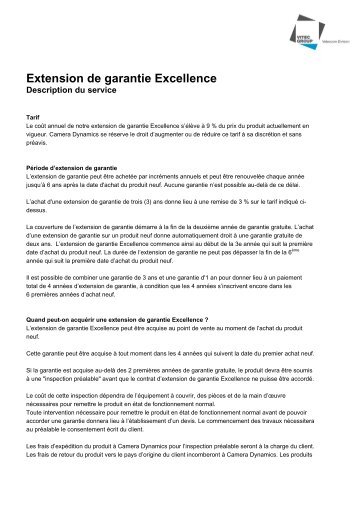 Extension de garantie Excellence - Vinten