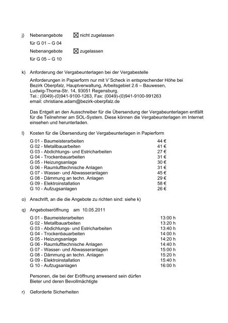 Bekanntmachungstext – Öffentliche ... - Bezirk Oberpfalz